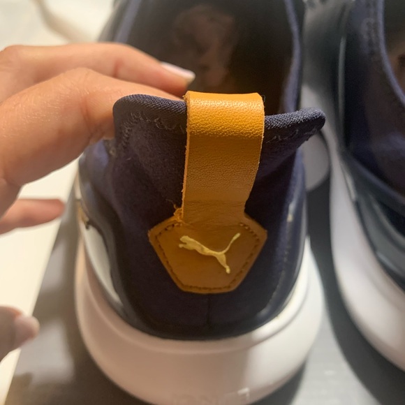 Puma Ignite NXT Lace Peacoat-Gold-White Waterproof Spikeless Golf Shoe Men 11.5 - Picture 11 of 12